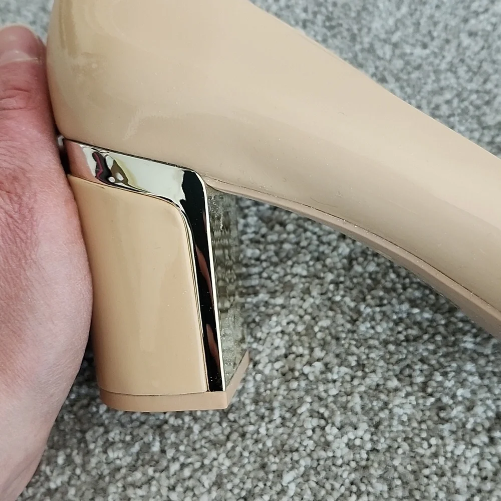 DKNY Patent Leather Nude Block Heels - Picture 6 of 8